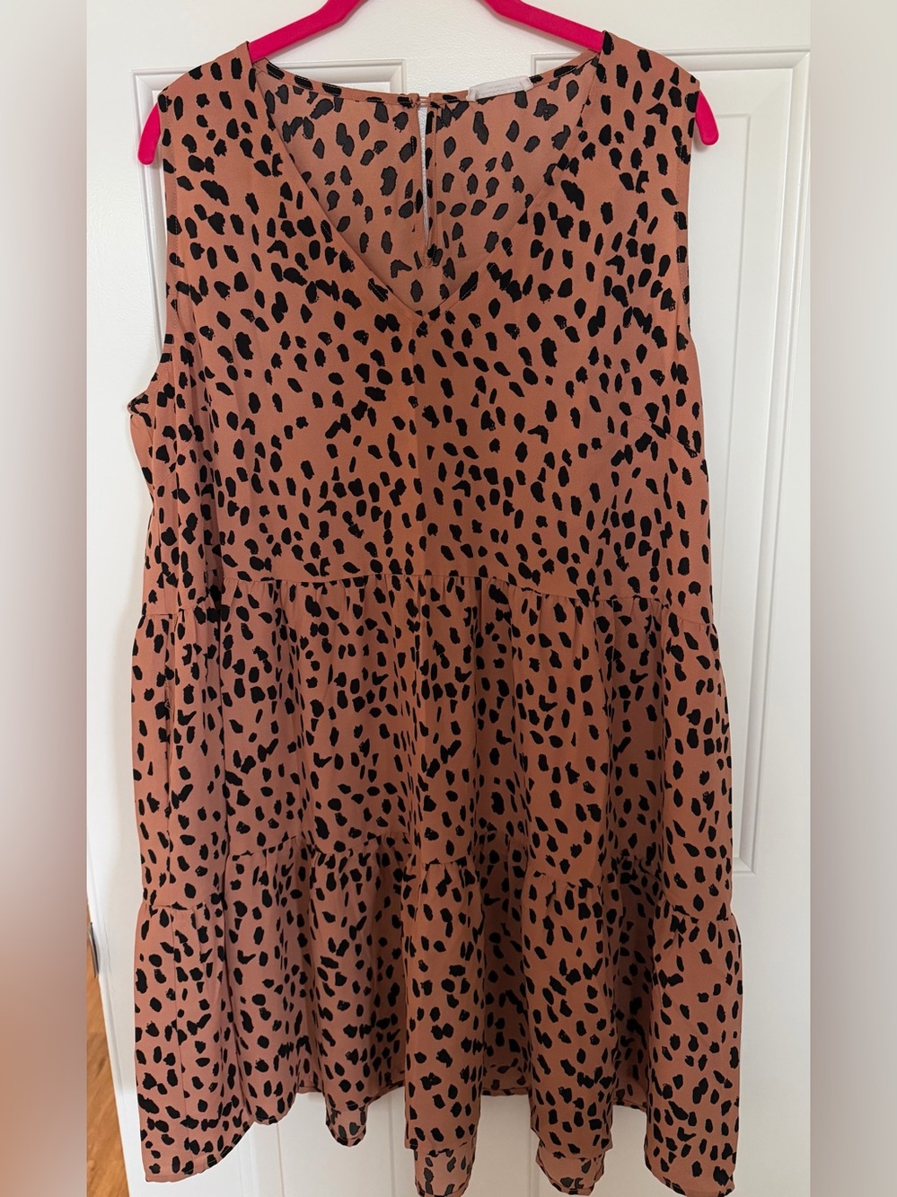 Sleeveless Rust Leopard Print Tiered Dress
